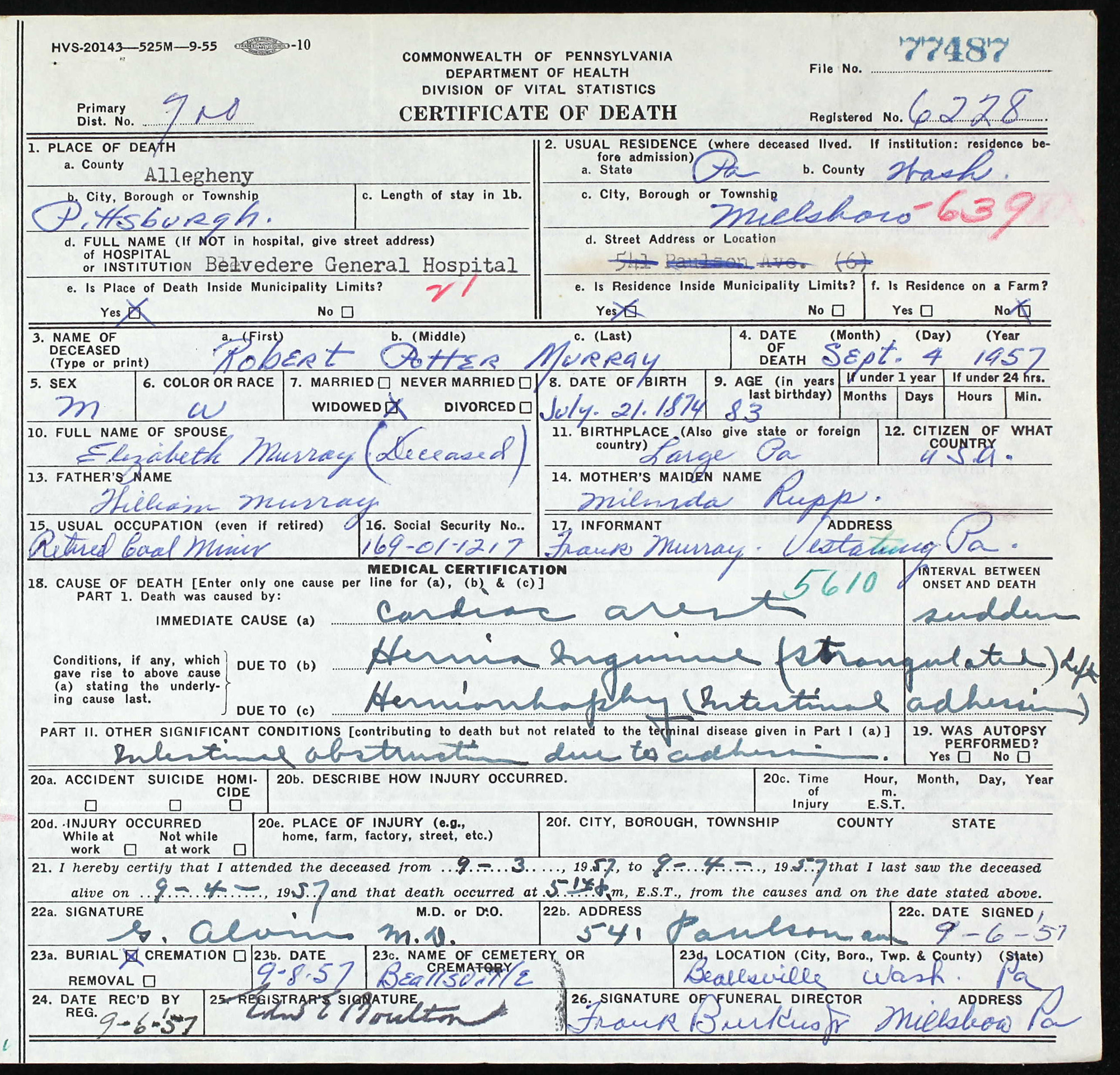 death certificate